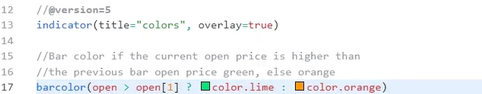 Image how to add color to bars in Tradingview Pinescript V5